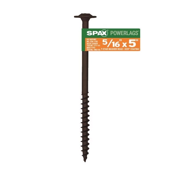 Spax PowerLags 5/16 in. X 5 in. L Washer High Corrosion Resistant Carbon Steel Lag Screw 1 pk 4581820801277 - main